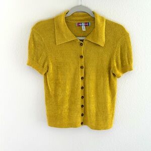 Urban Outfitters Adeline Mustard Yellow Button Front Petite Cardigan Top SP